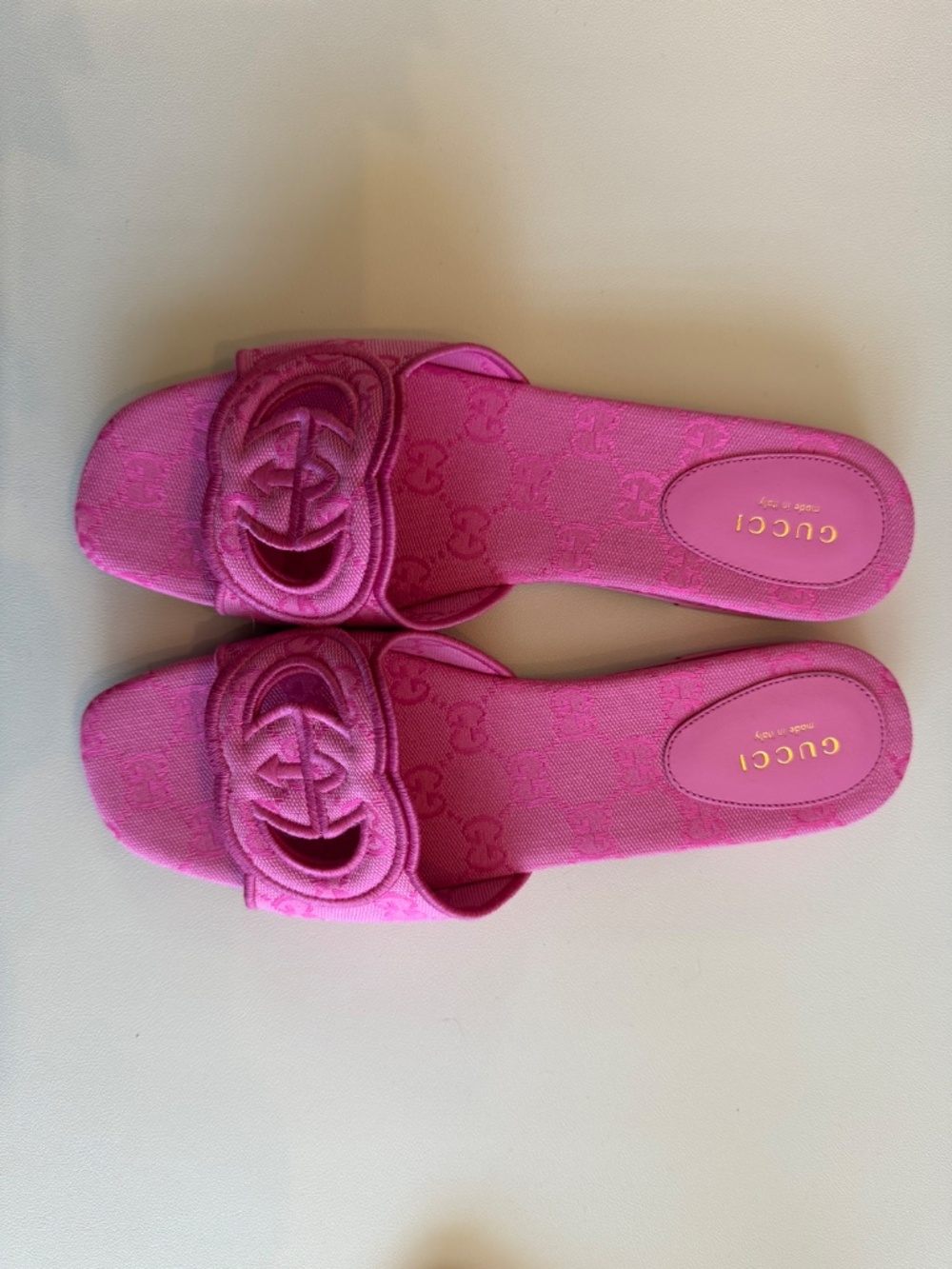GUCCI GG CANVAS Interlocking G Sandals PINK - Size 39